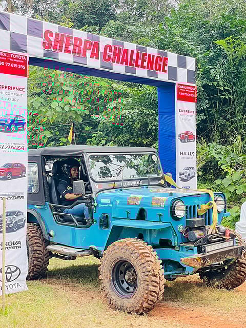 Aparna seated inside Blue Whale at the Sherpa Challenge start line